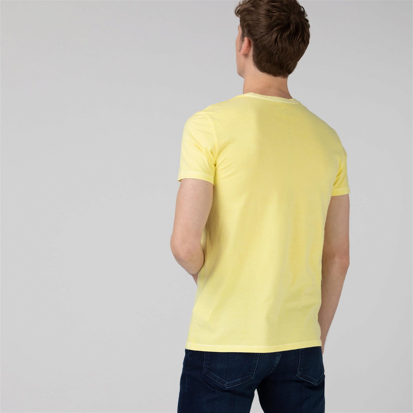Lacoste Slim Fit V Yaka Sarı T-Shirt