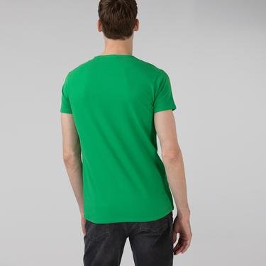  Lacoste Erkek Slim Fit Bisiklet Yaka Yeşil T-Shirt