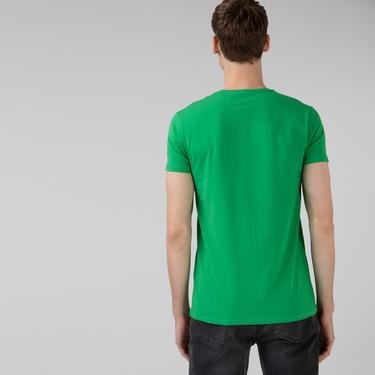  Lacoste Erkek Slim Fit V Yaka Yeşil T-Shirt