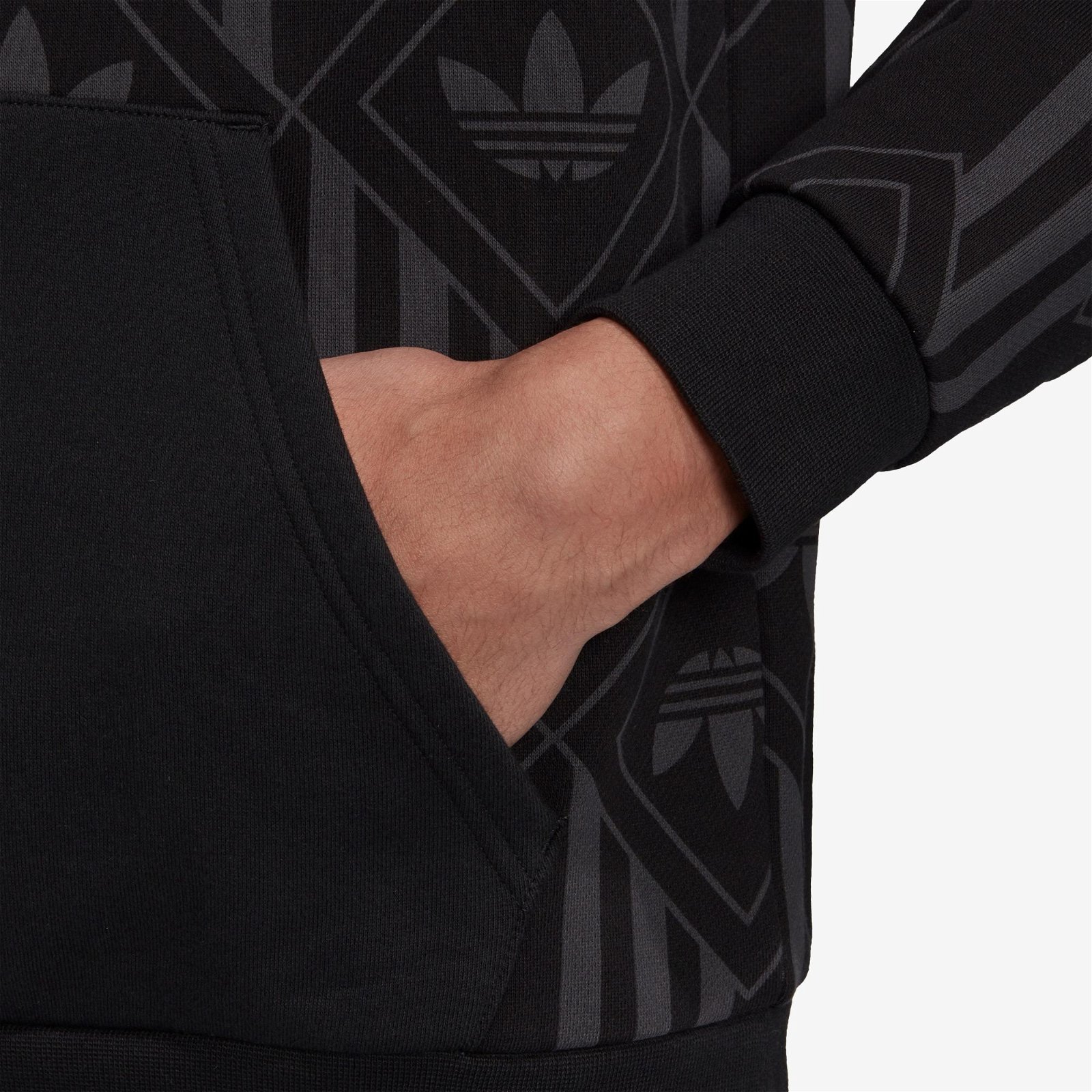 adidas Monogram Kapüşonlu Siyah Sweatshirt