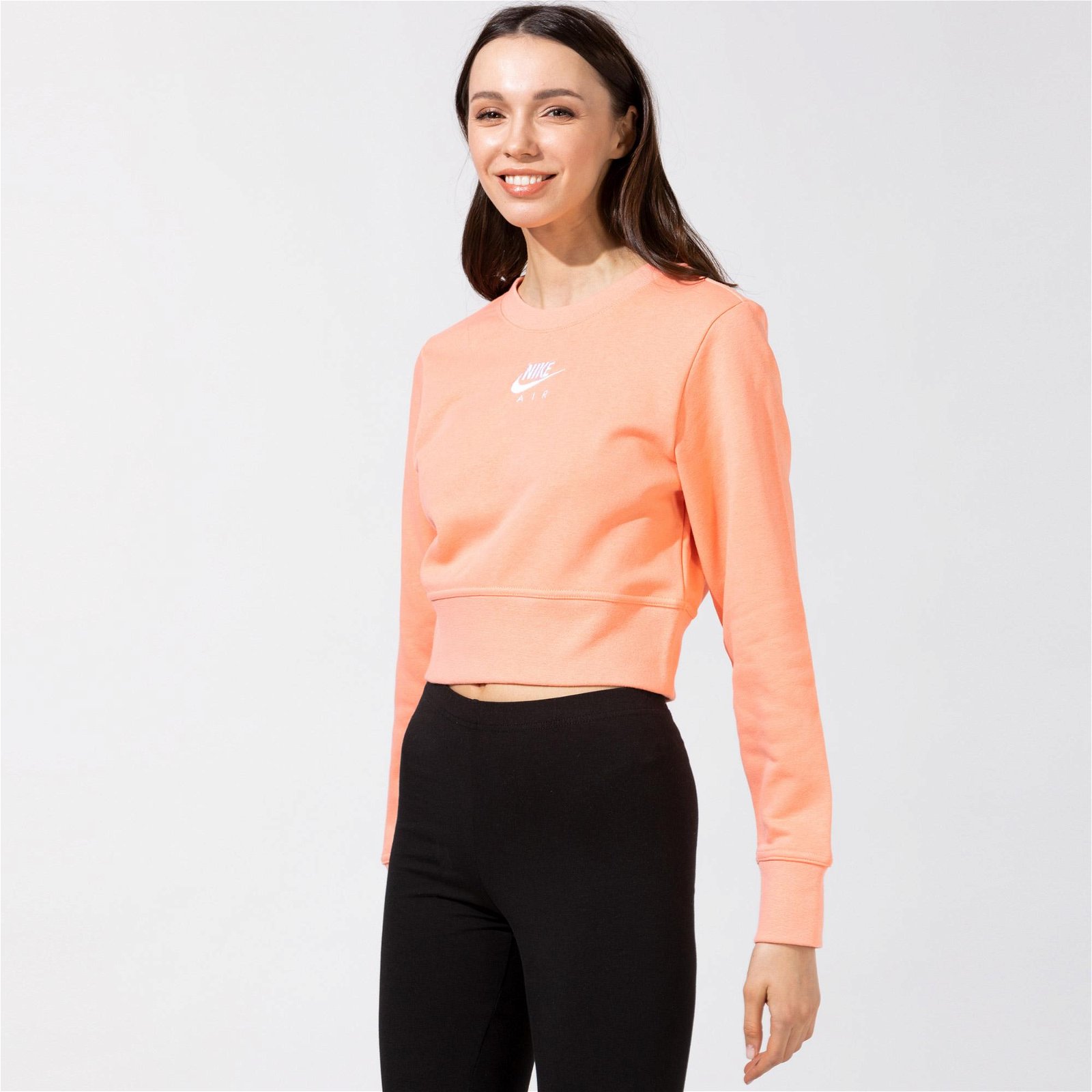 Nike Sportswear Essential Air Crew Fleece Kadın Turuncu Sweatshirt