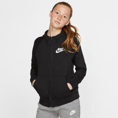  Nike Girls Sportswear Pe Full Zip Çocuk Siyah Uzun Kollu T-Shirt