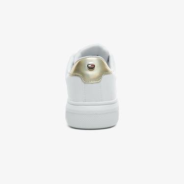  Tommy Hilfiger Metallic Leaer Cupsole Kadın Beyaz Spor Ayakkabı