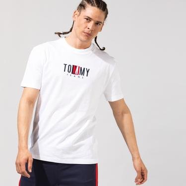  Tommy Jeans Timeless Tommy Box Erkek Beyaz T-Shirt