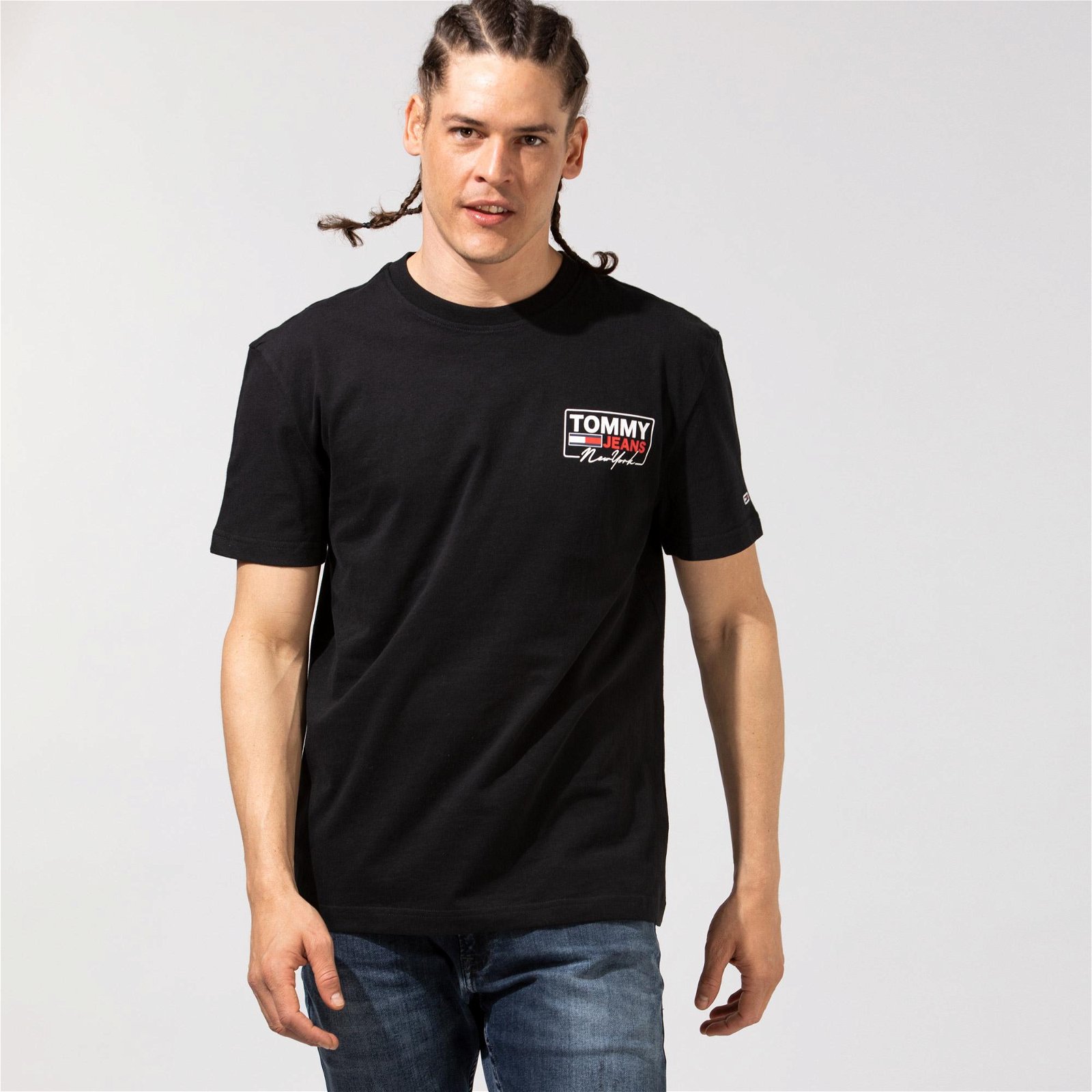 Tommy Jeans New York Script Box Back Logo Erkek Siyah T-Shirt
