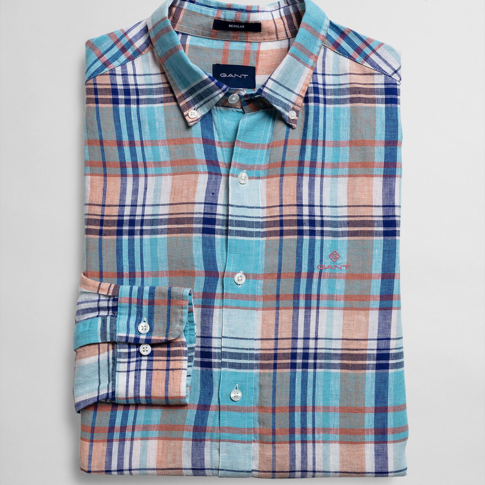GANT Erkek Mavi Kareli Regular Fit Gömlek