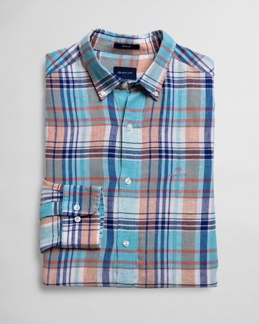  GANT Erkek Mavi Kareli Regular Fit Gömlek