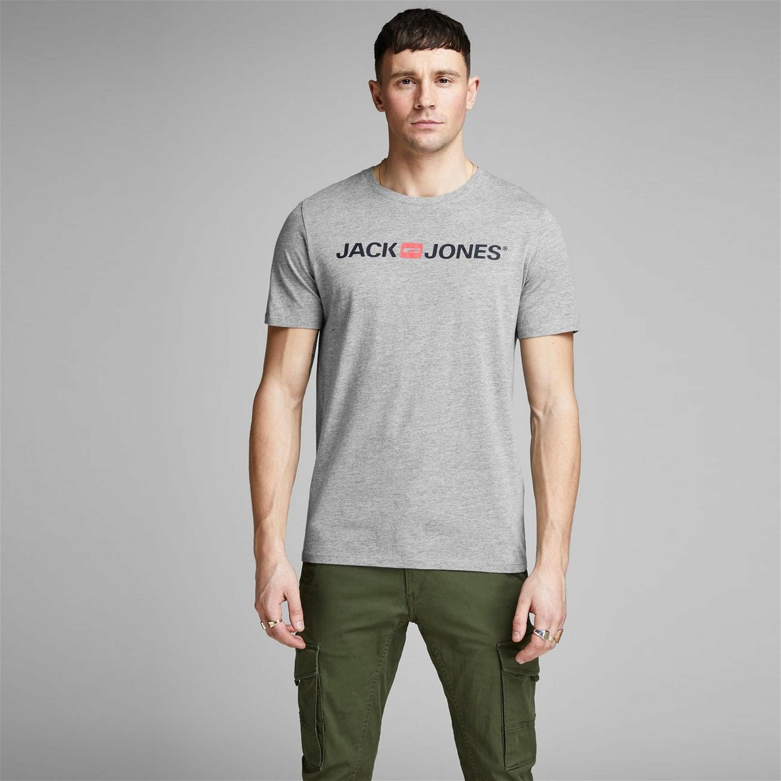 Jack & Jones Jjecorp Erkek Gri T-Shirt