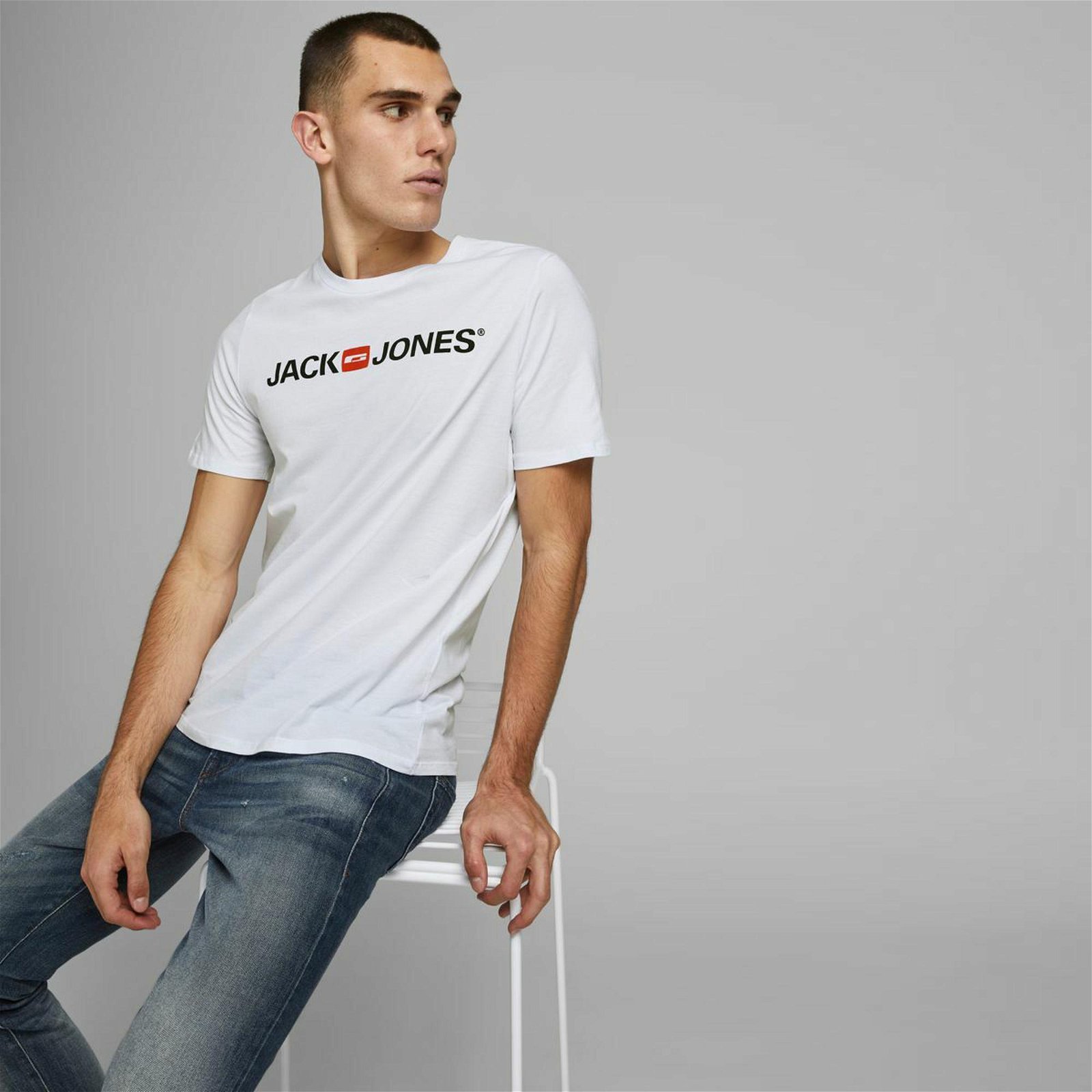 Jack & Jones Jjecorp Erkek Beyaz T-Shirt