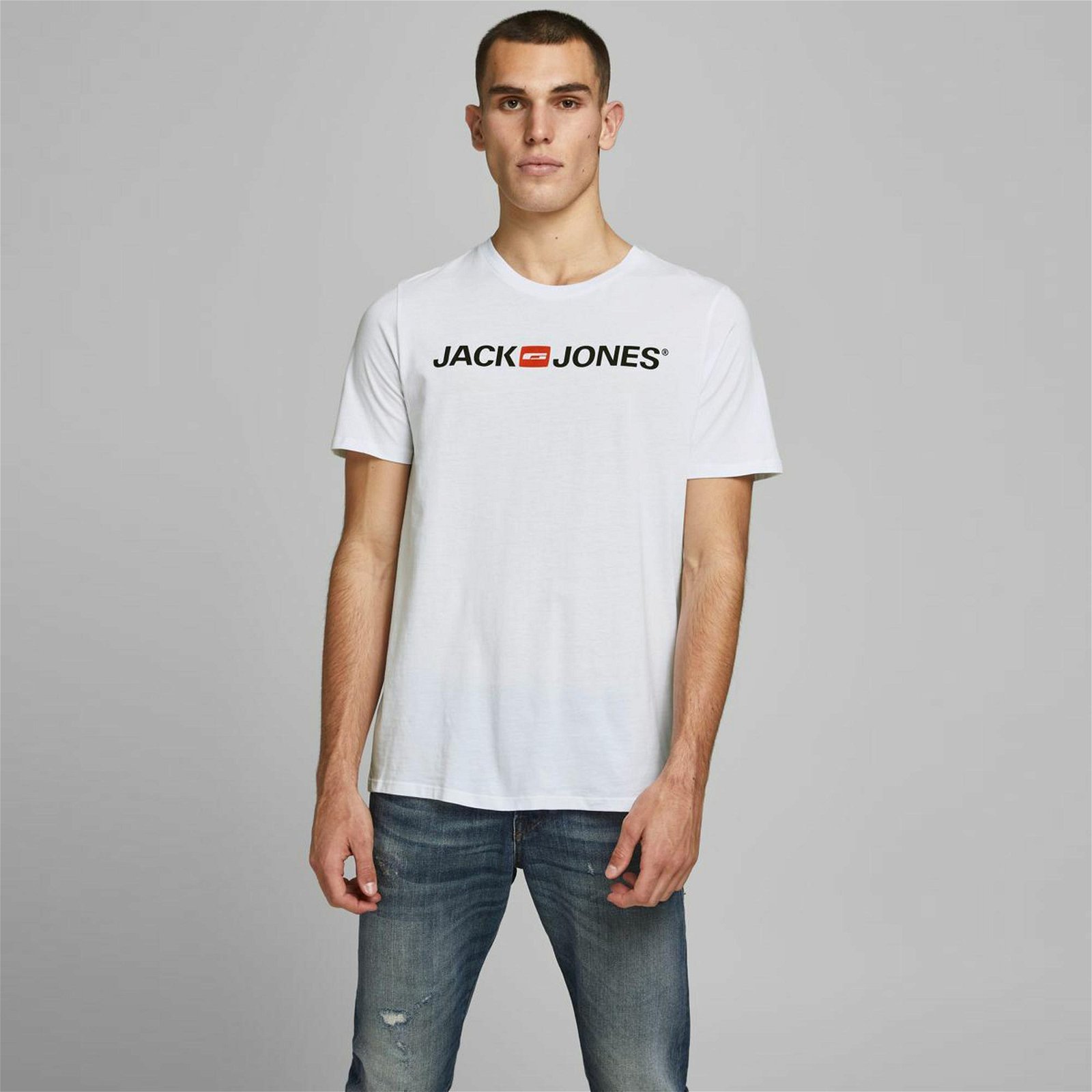 Jack & Jones Jjecorp Erkek Beyaz T-Shirt