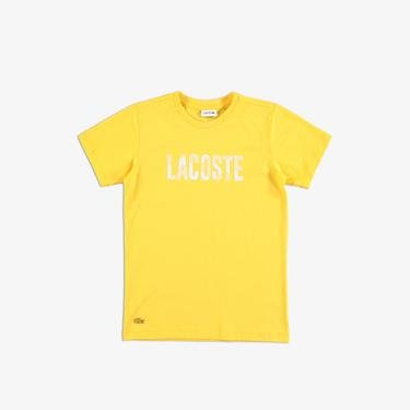  Lacoste Çocuk Bisiklet Yaka Baskılı Sarı T-Shirt