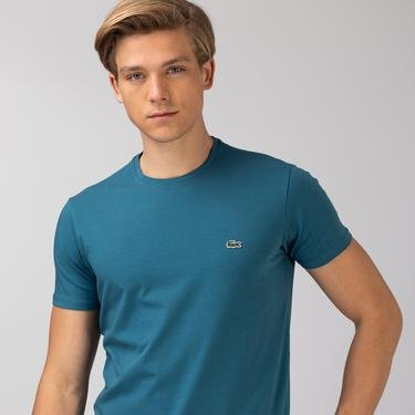  Lacoste Erkek Slim Fit Bisiklet Yaka Petrol Mavisi T-Shirt