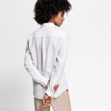  Gant Kadın Beyaz Keten Chambray Gömlek
