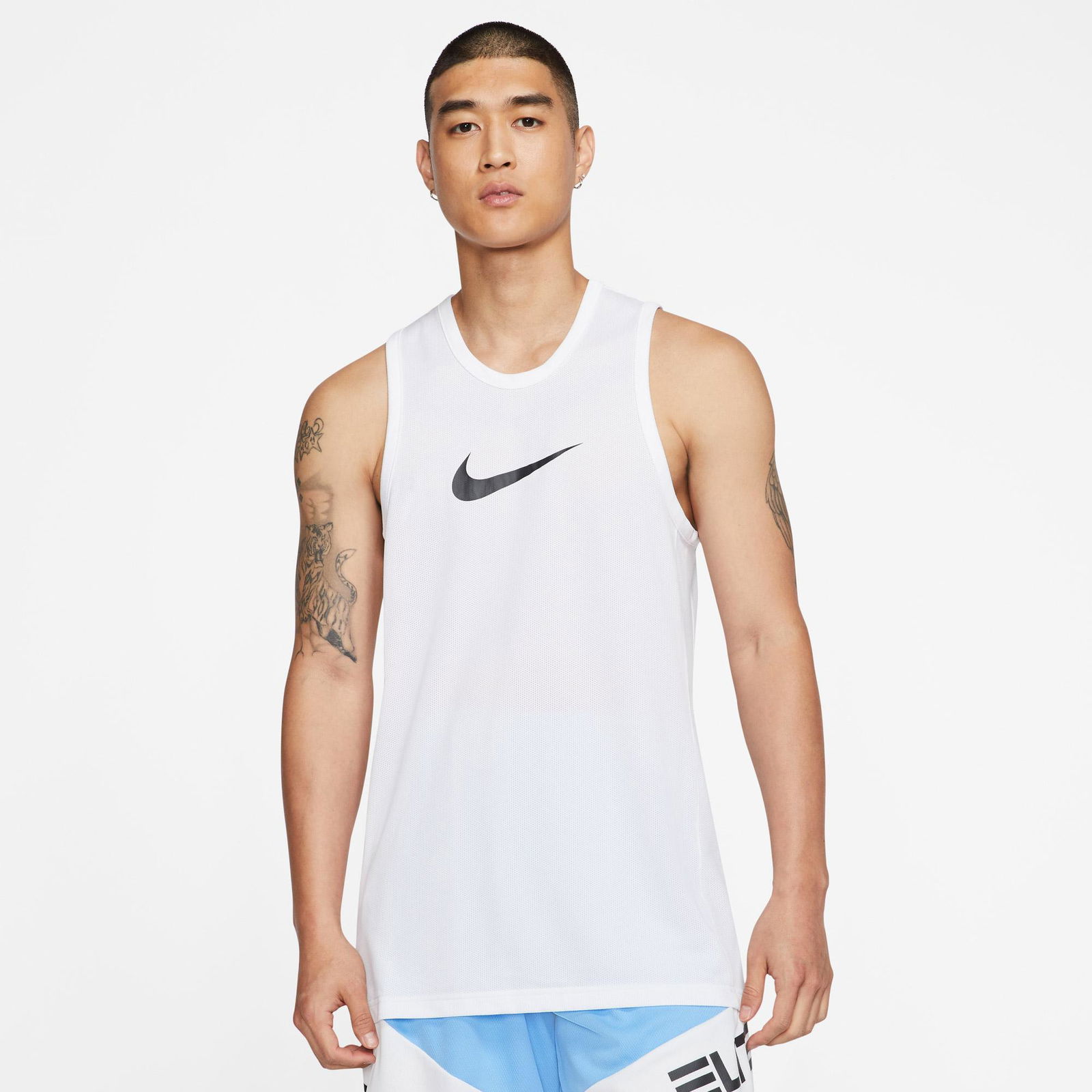 Nike Dri-Fit Crossover Erkek Beyaz Kolsuz T-Shirt