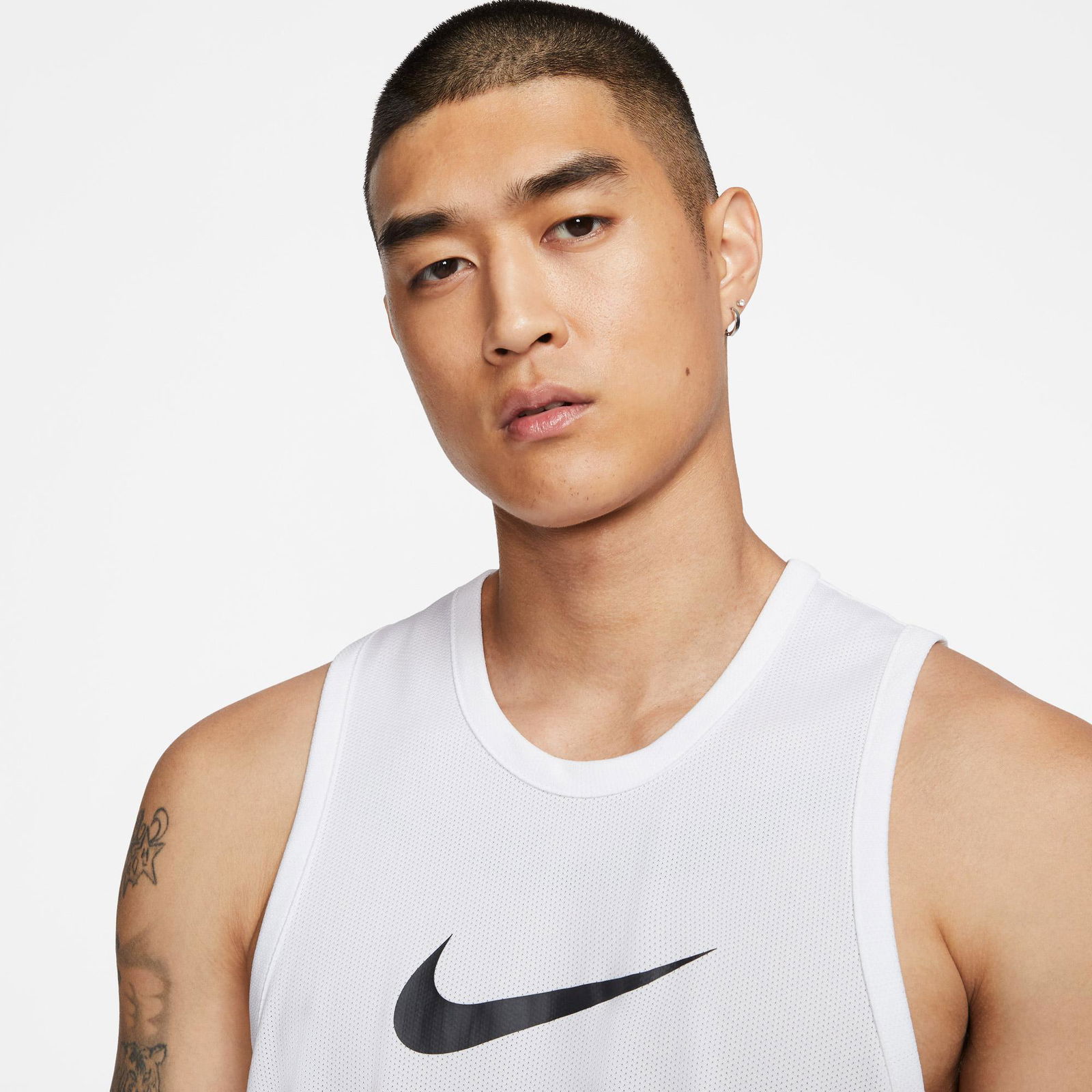 Nike Dri-Fit Crossover Erkek Beyaz Kolsuz T-Shirt