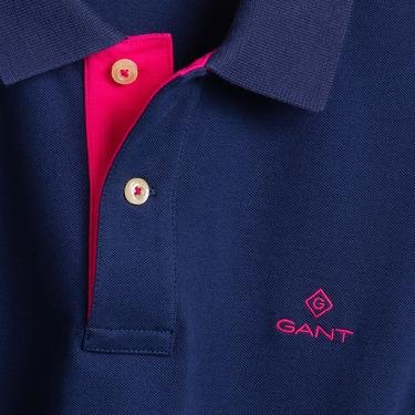  Gant Contrast Collar Pique Rugger Erkek Mavi Polo