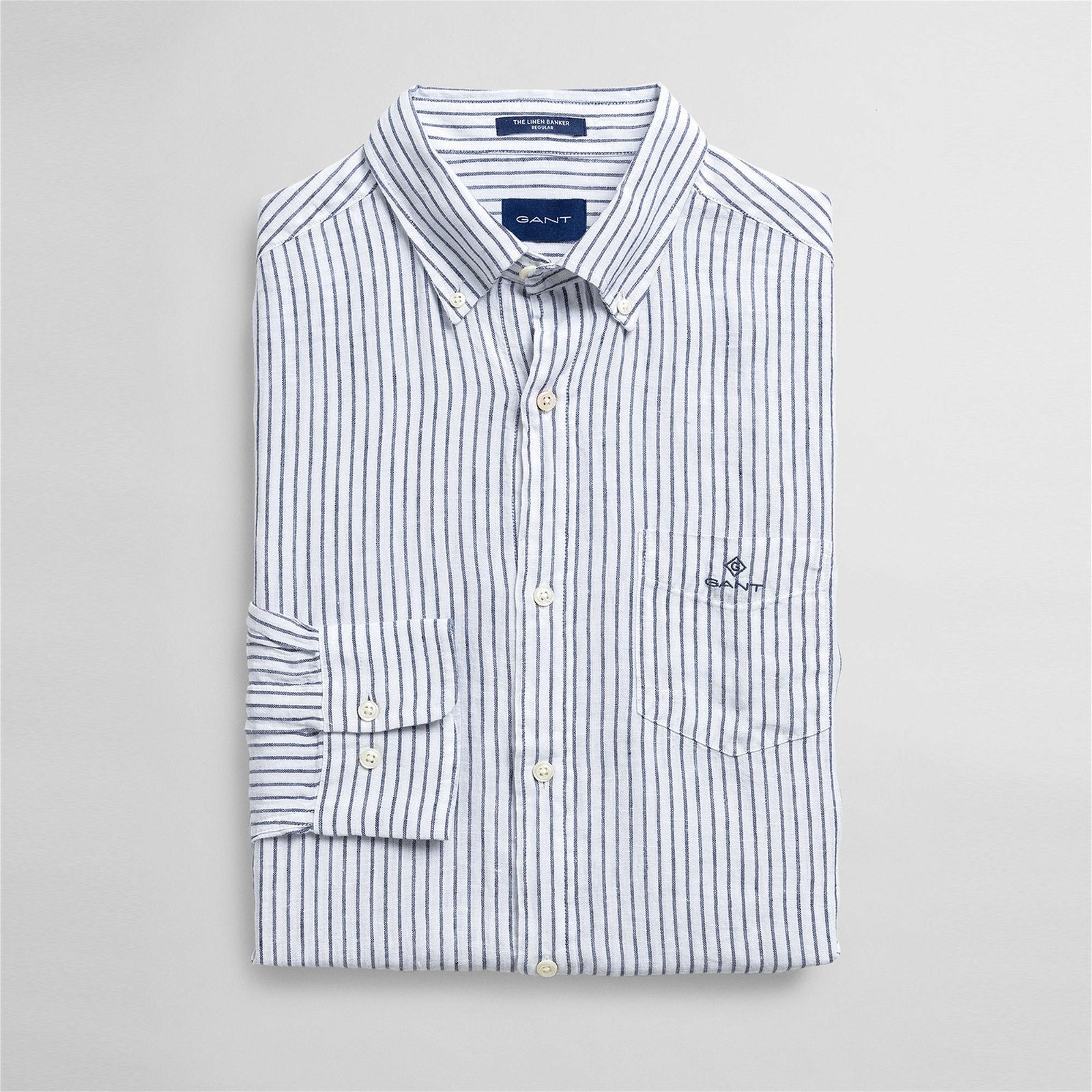 Gant The Linen Stripe Erkek Mavi Çizgili Gömlek