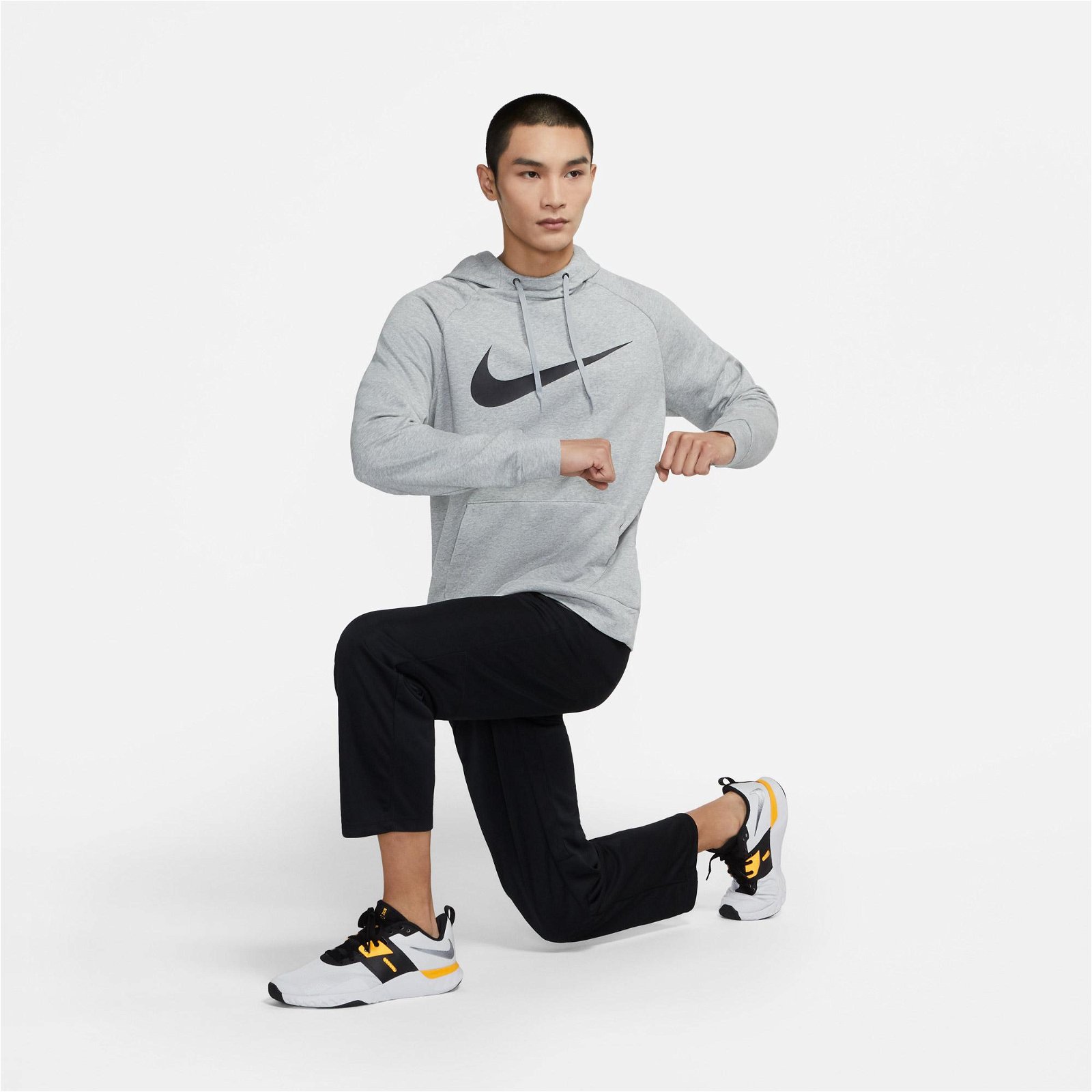 Nike Dri-Fit Swoosh Erkek Gri Kapüşonlu Sweatshirt