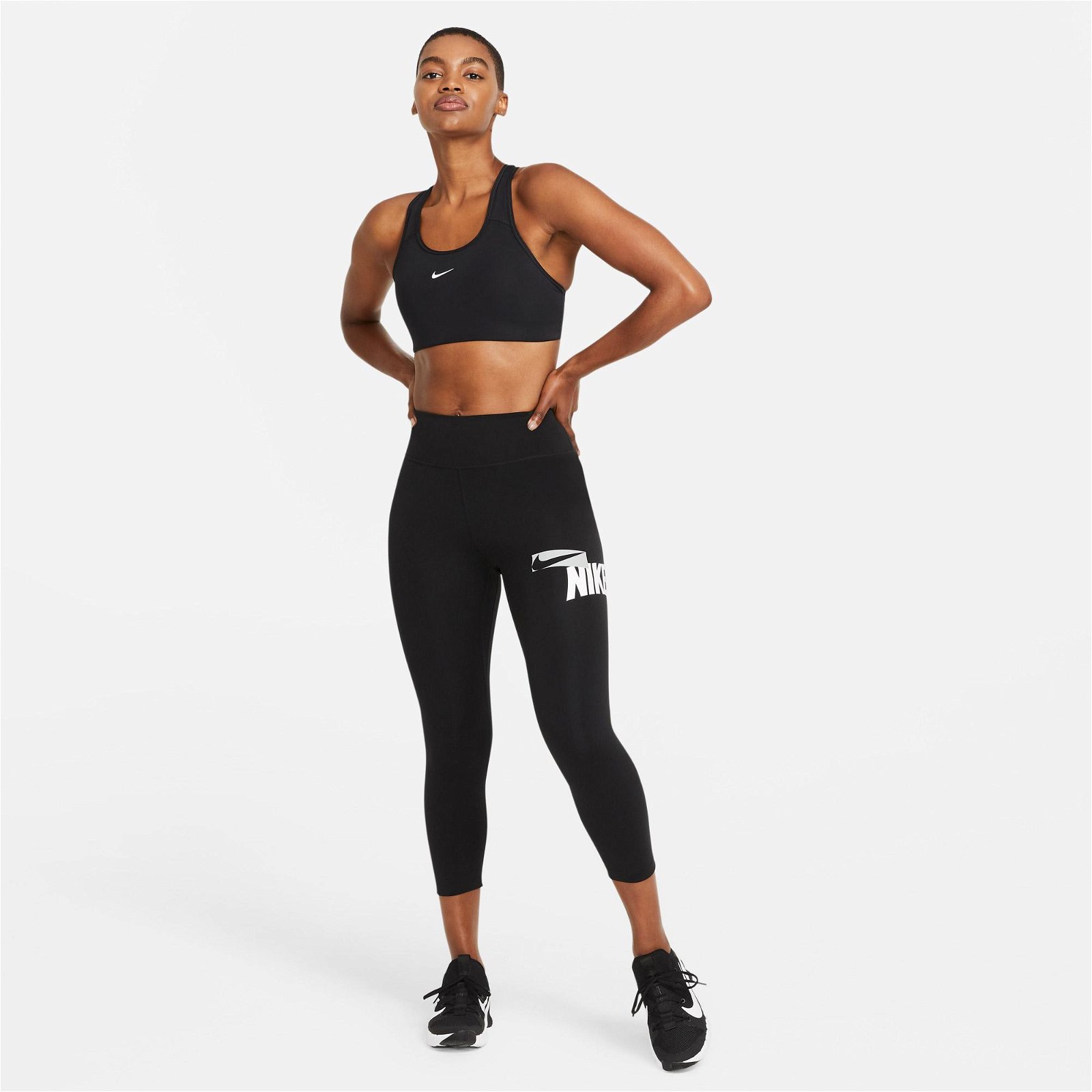 Nike One Crop Graphic Kadın Siyah Tayt