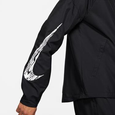  Nike Essential Wild Run Graphic Erkek Siyah Kapüşonlu Ceket