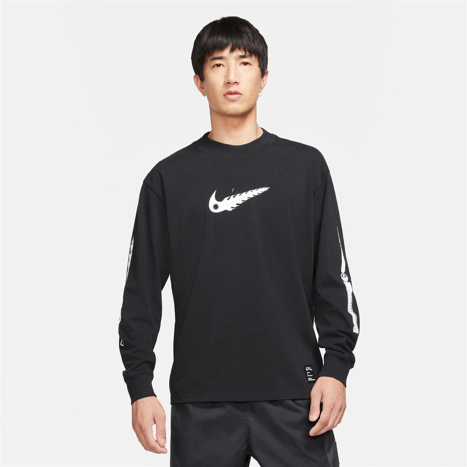 Nike Sportswear Sophy Hollington Ls Erkek Siyah Uzun Kollu T-Shirt