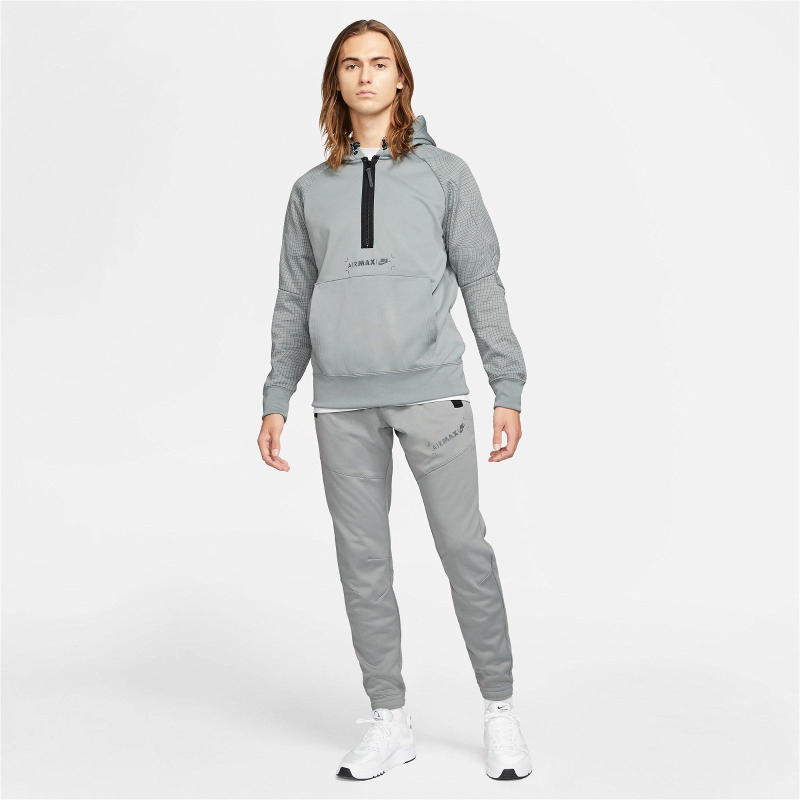 Nike Sportswear Air Max Fleece Erkek Gri Kapüşonlu Sweatshirt