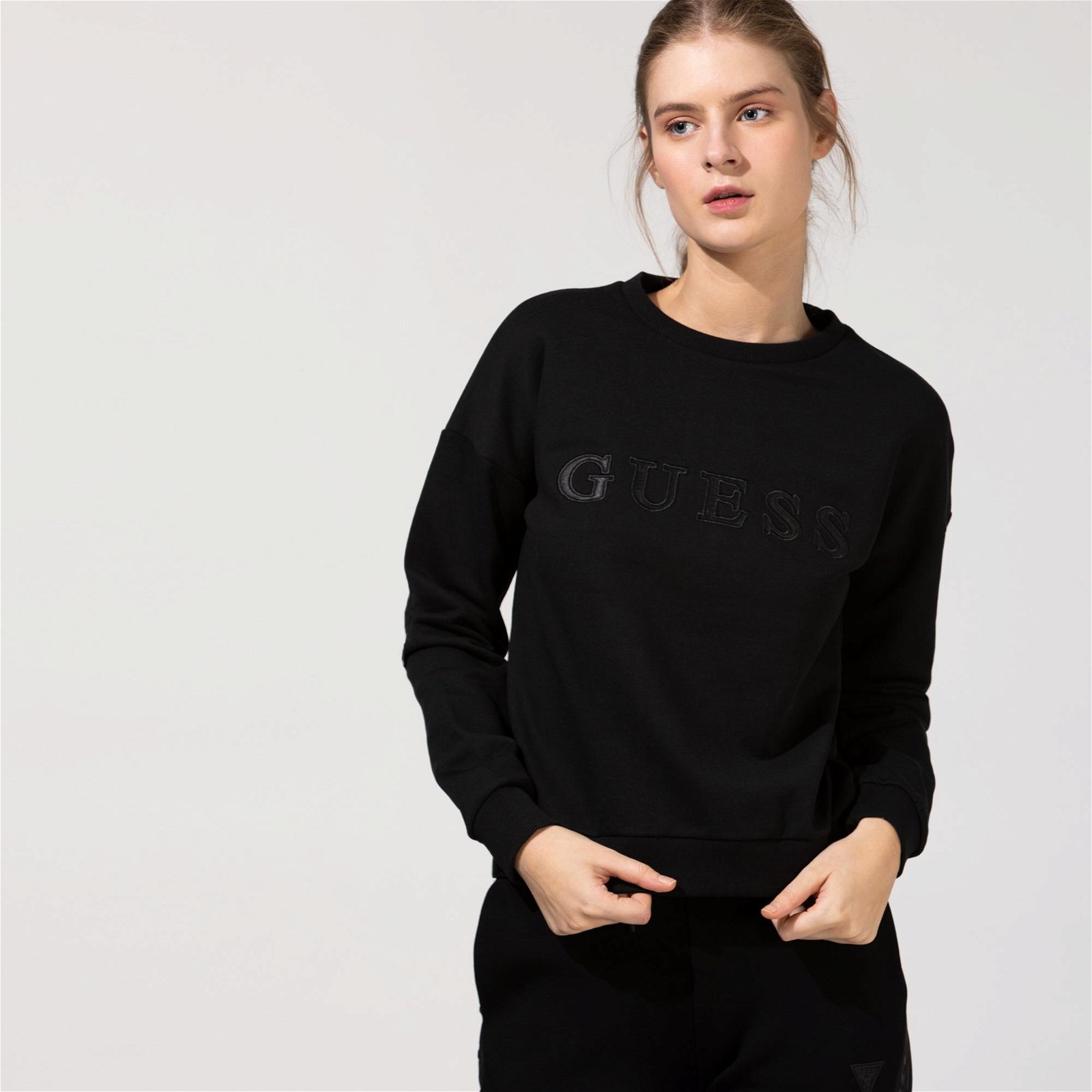 Guess Alene Sweatshirt Kadın Siyah A996 Sweatshirt