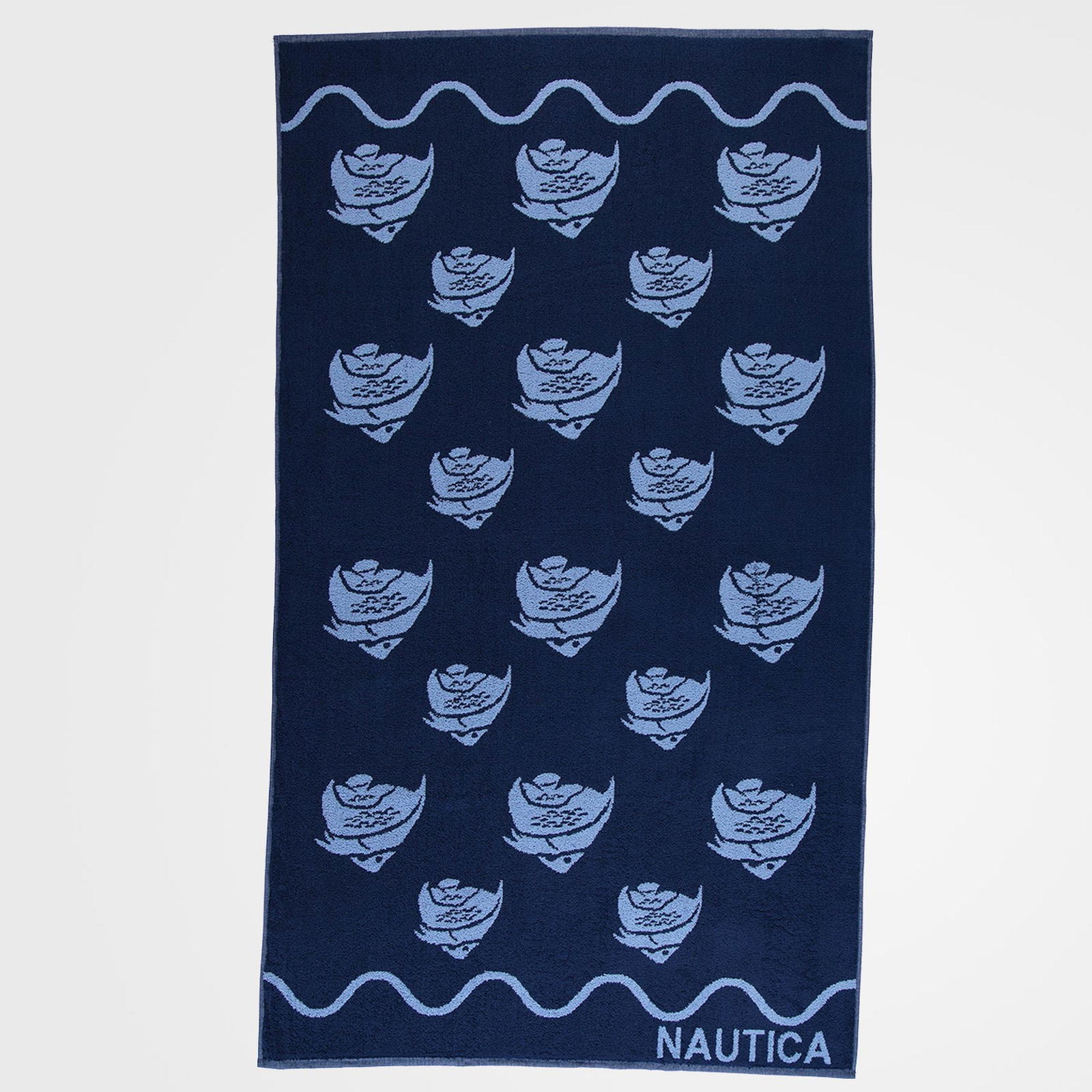 NAUTICA LACİVERT BASKILI PLAJ HAVLUSU