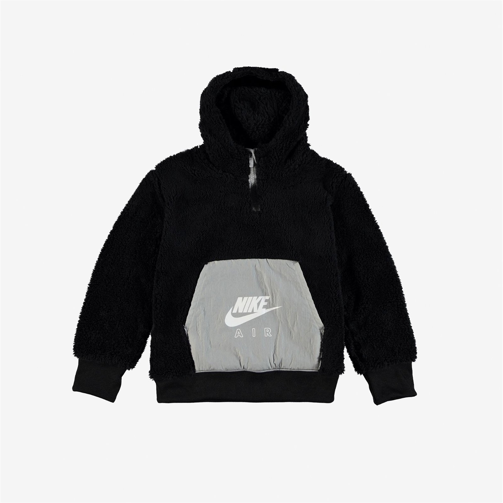 Nike G Sportswear Essential Air Sherpa Hz Çocuk Siyah Kapüşonlu Sweatshirt