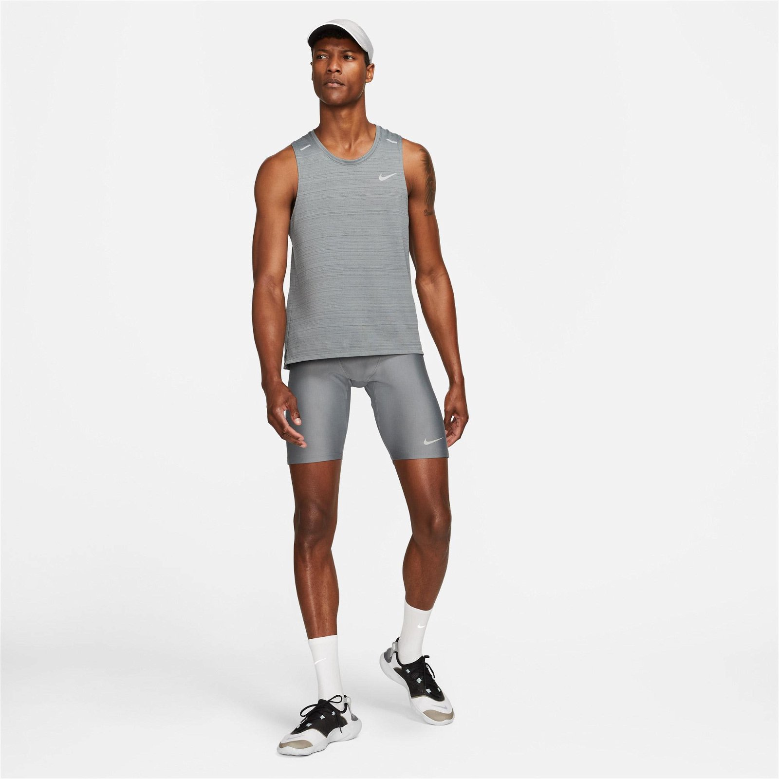 Nike Dri-FIT Fast Half Erkek Gri Koşu Taytı