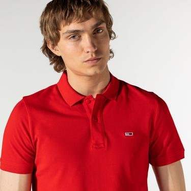  Tommy Jeans Classics Solid Stretch Polo Erkek Kırmızı T-Shirt
