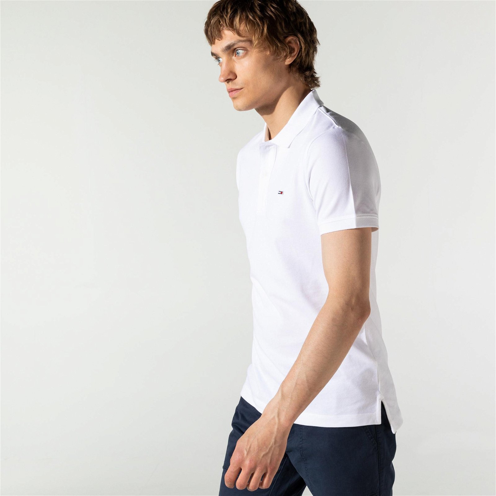 Tommy Jeans Classics Solid Stretch Polo Erkek Beyaz T-Shirt