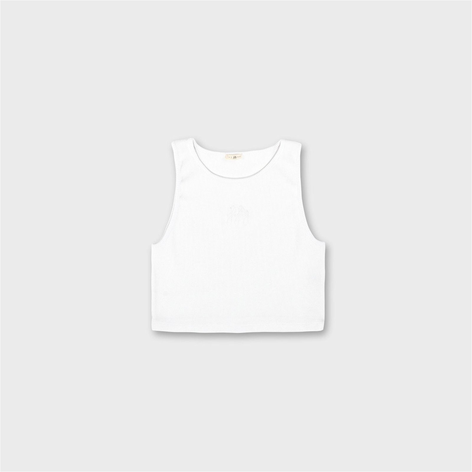 Fifty Pieces Crop Kadın Beyaz Kolsuz T-Shirt