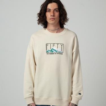  Fifty Pieces Düşük Omuzlu Erkek Bej Sweatshirt