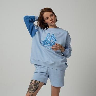  Fifty Pieces Kontrast Oversize Kadın Mavi Sweatshirt