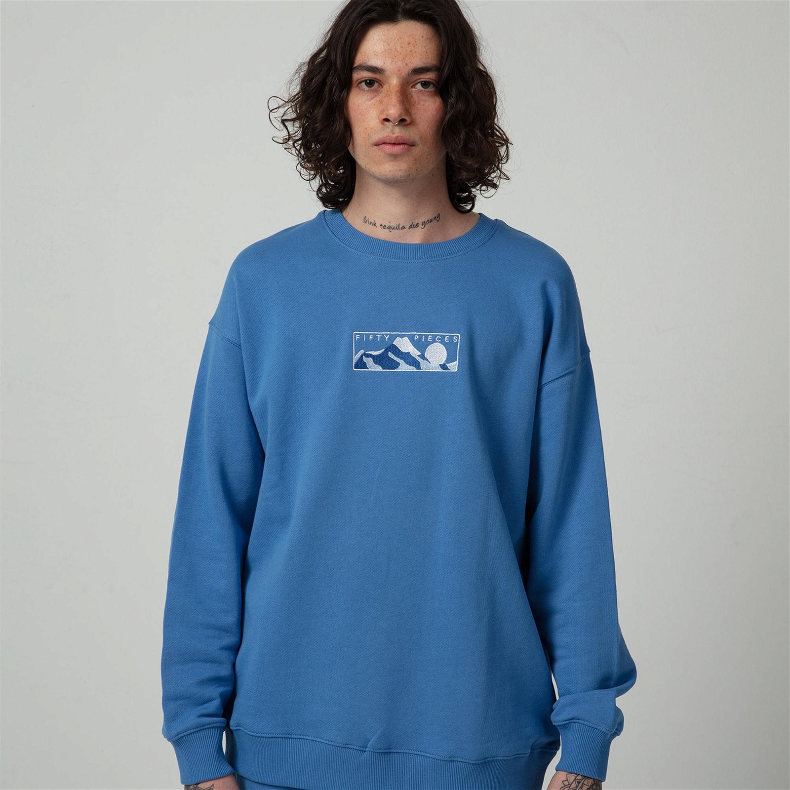 Fifty Pieces Düşük Omuzlu Erkek Lacivert Sweatshirt