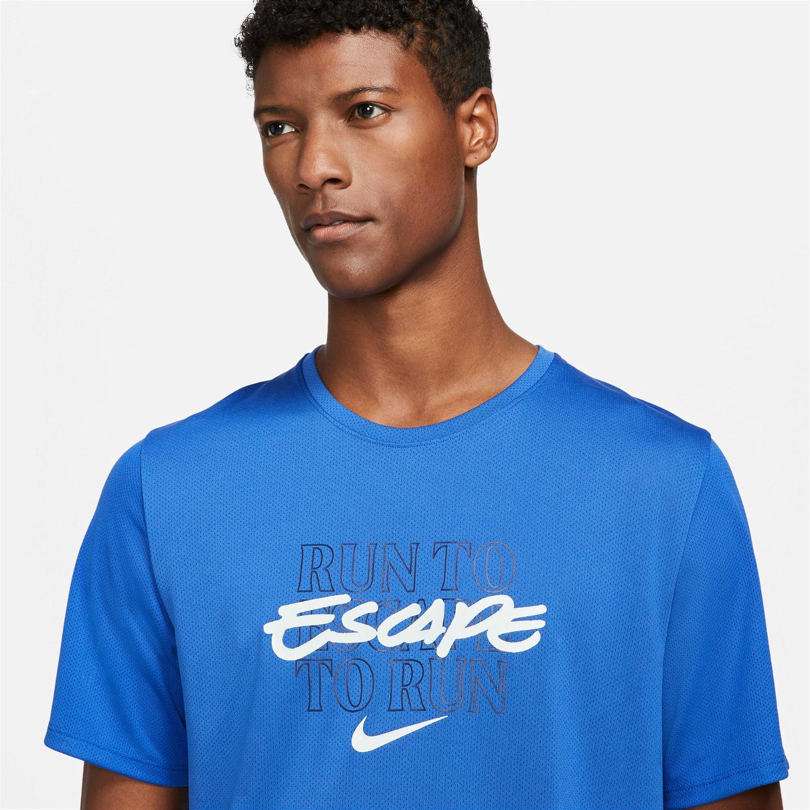 Nike Dri-Fit Miler Top Wr Gx Erkek Mavi T-Shirt