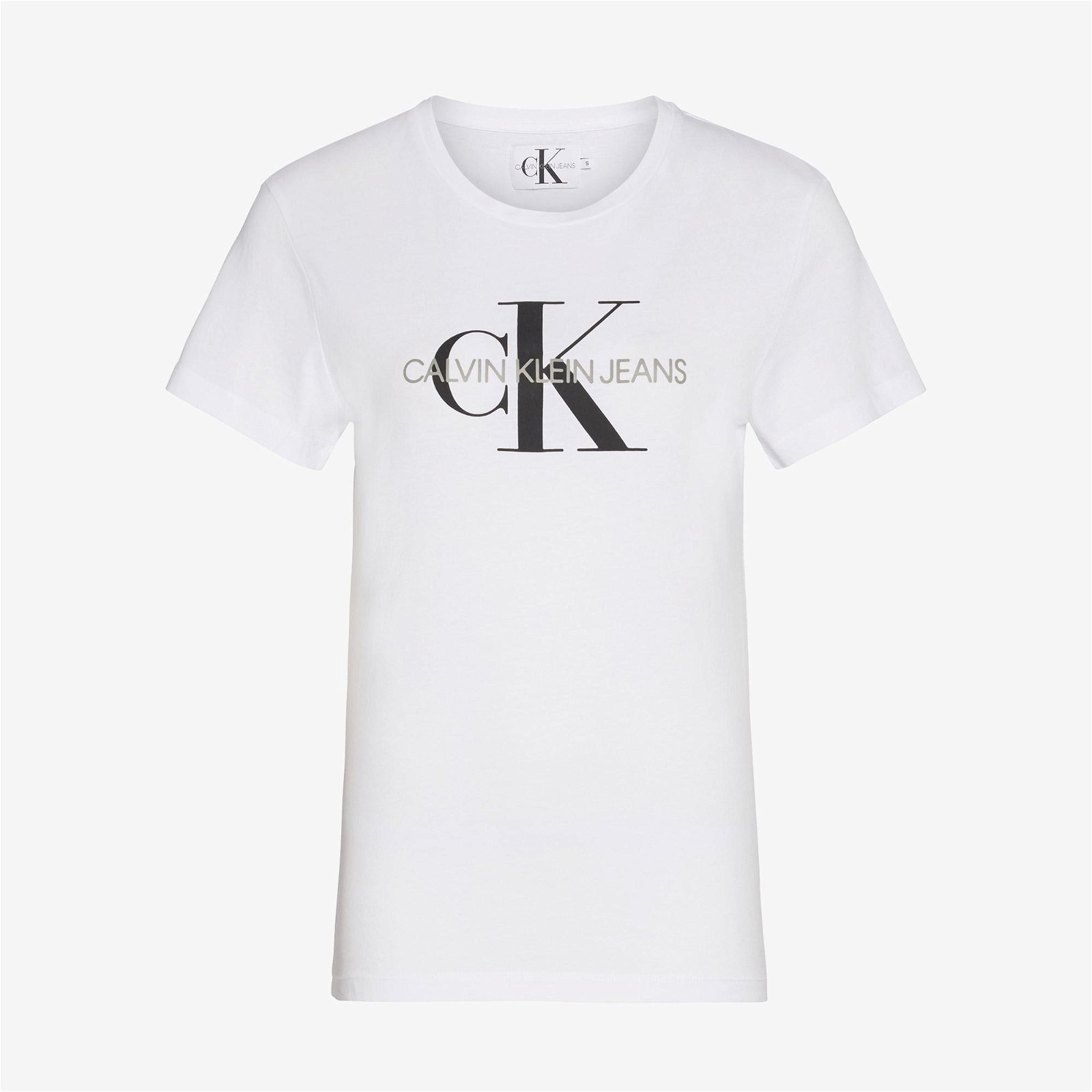 Calvin Klein Jeans Core Monogram Logo Regular Fit Kadın Beyaz T-Shirt