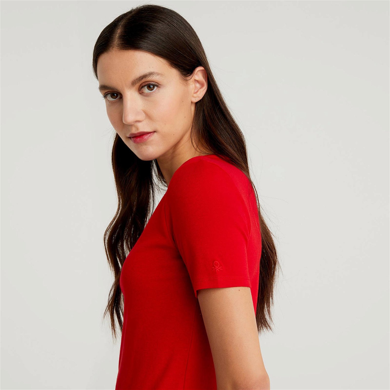 Benetton Basic Kadın Kırmızı T-Shirt