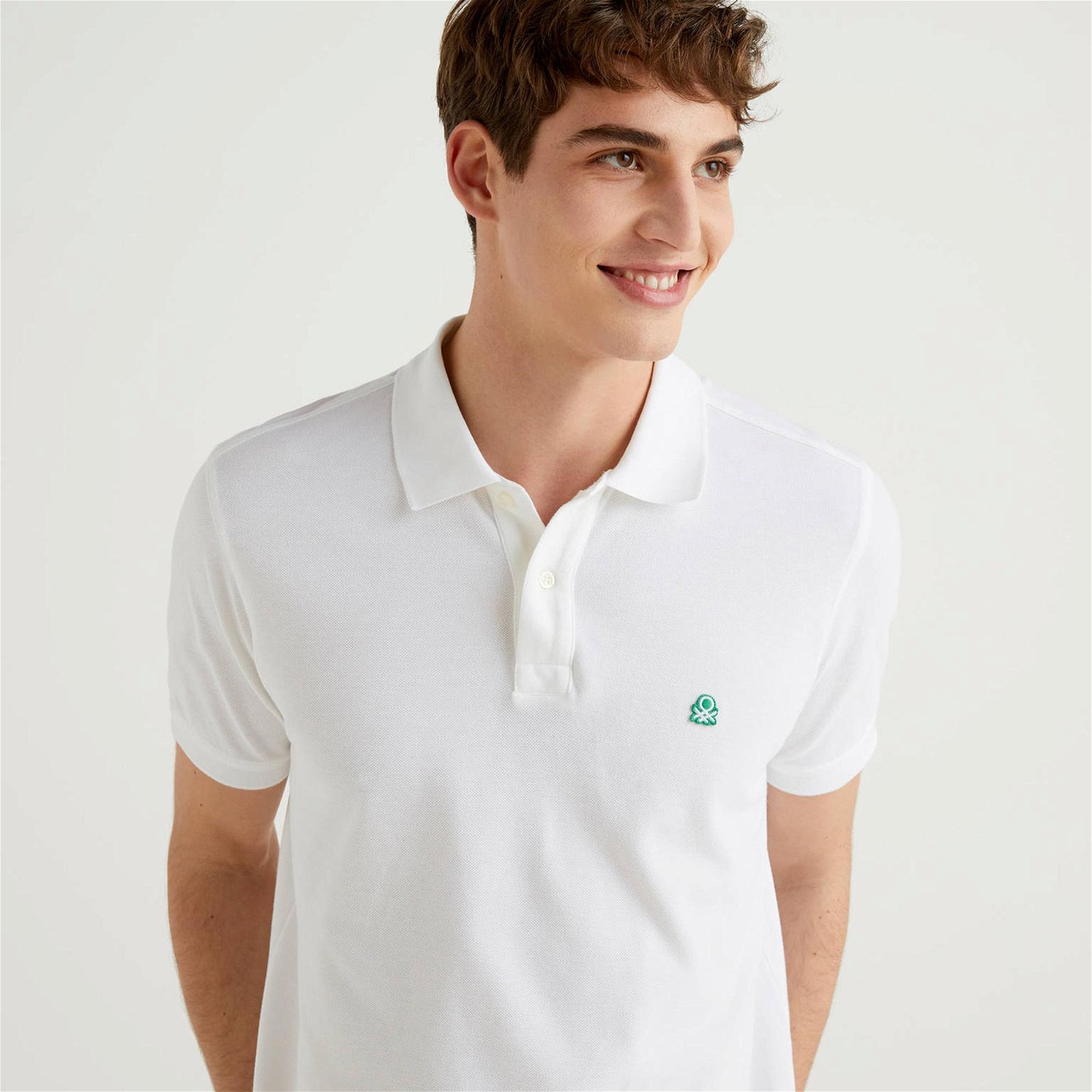 Benetton Logolu Erkek Beyaz Polo