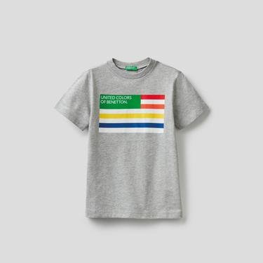  Benetton Erkek Çocuk Gri T-Shirt