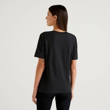  Benetton Slub Kadın Siyah T-Shirt