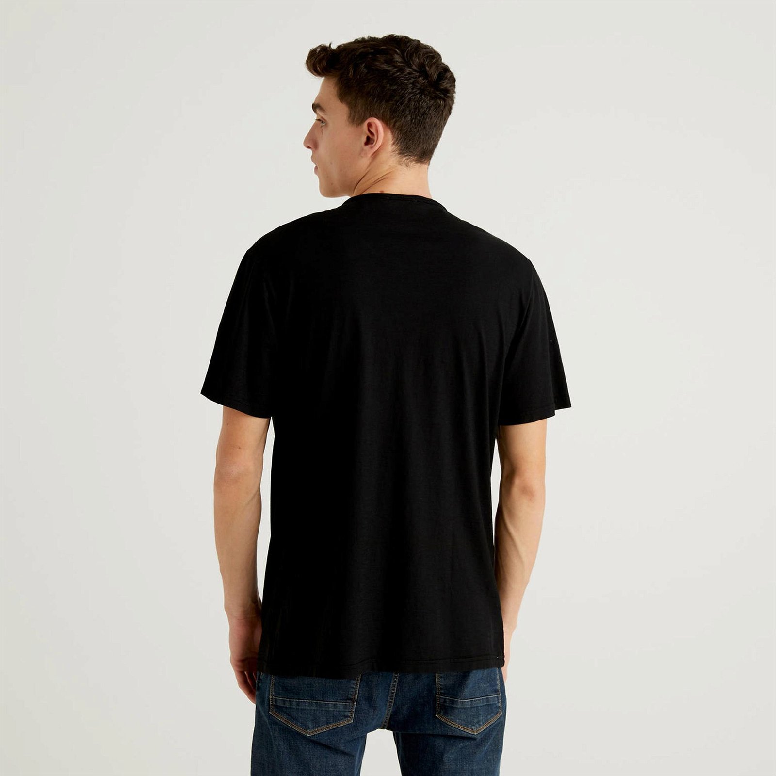 Benetton Slub Erkek Siyah T-Shirt