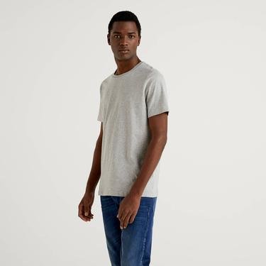 Benetton Basic Erkek Gri T-Shirt