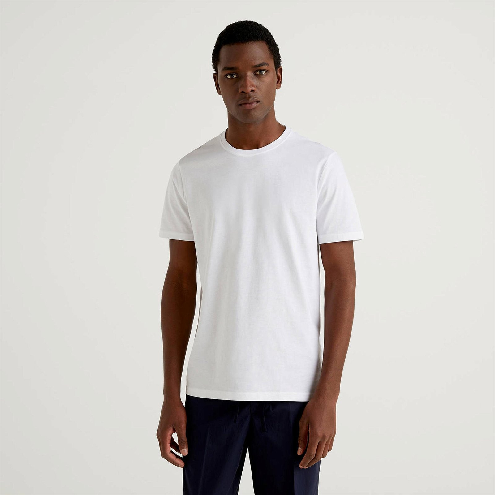 Benetton Basic Erkek Beyaz T-Shirt