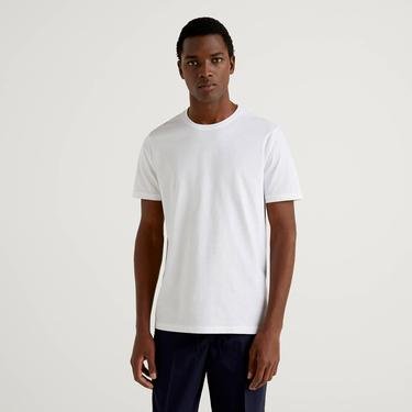  Benetton Basic Erkek Beyaz T-Shirt