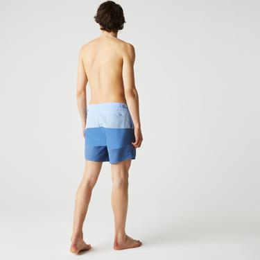  Lacoste Erkek Mavi Renk Bloklu Mayo Şort
