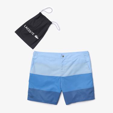  Lacoste Erkek Mavi Renk Bloklu Mayo Şort