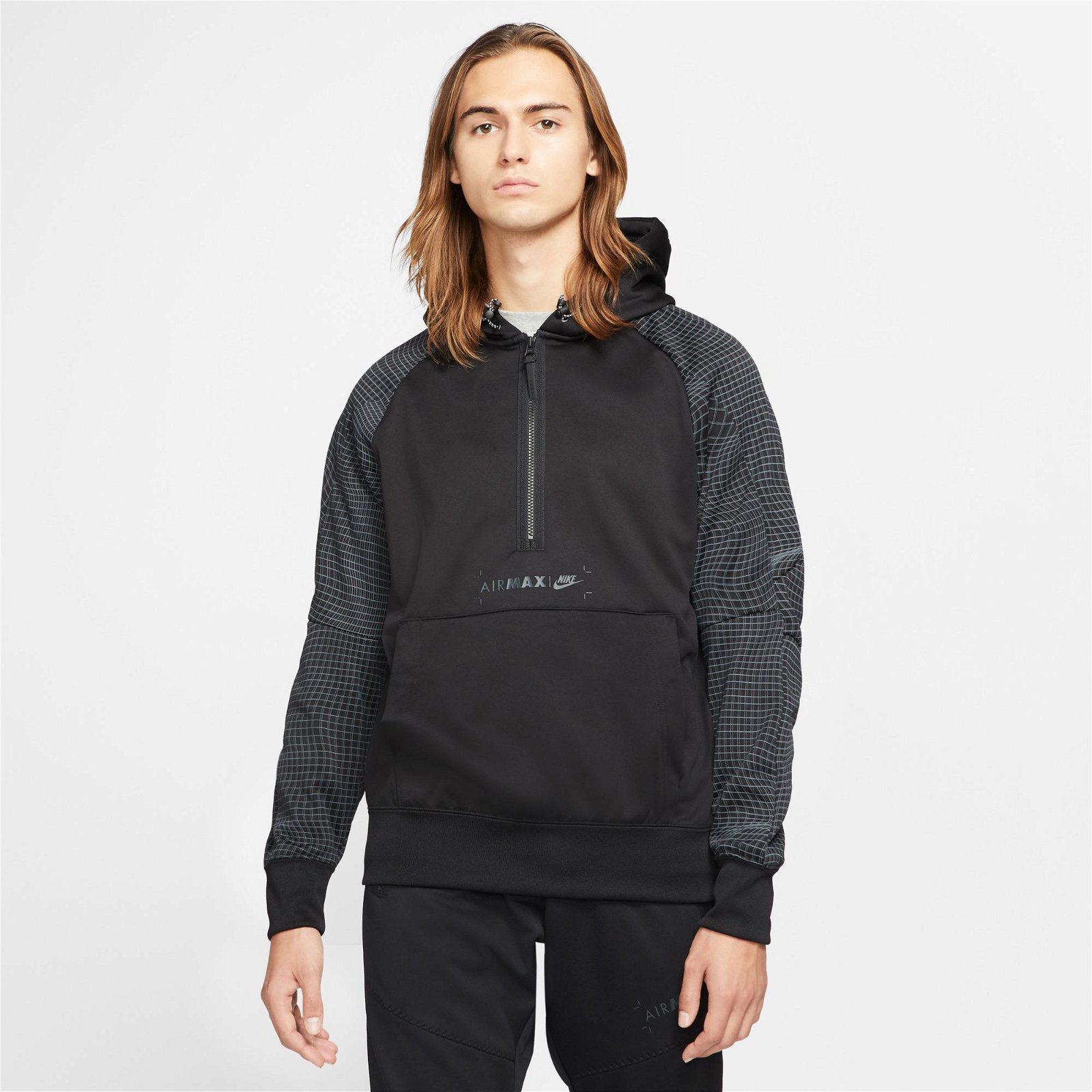 Nike Sportswear Air Max Fleece Erkek Siyah Kapüşonlu Sweatshirt