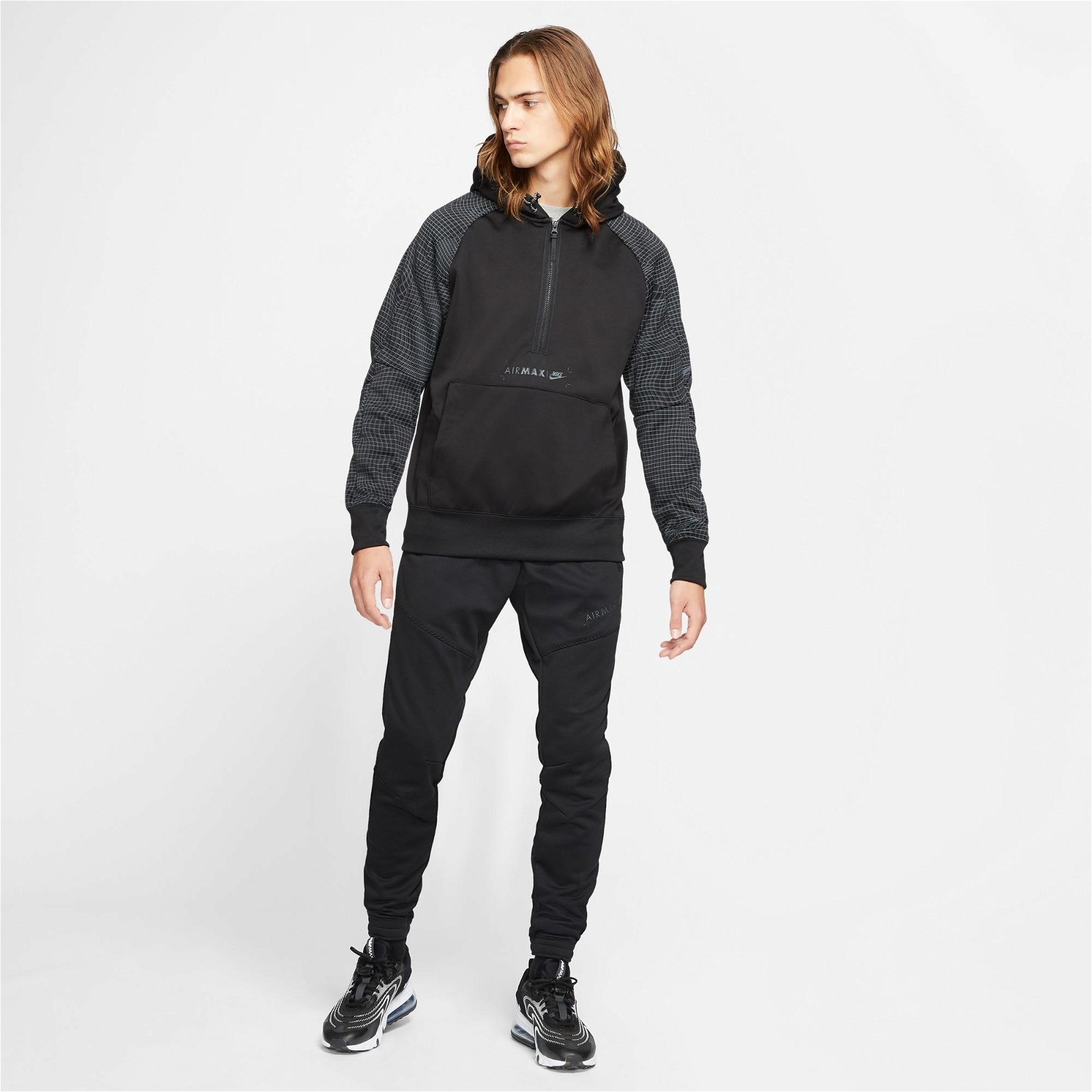 Nike Sportswear Air Max Fleece Erkek Siyah Kapüşonlu Sweatshirt